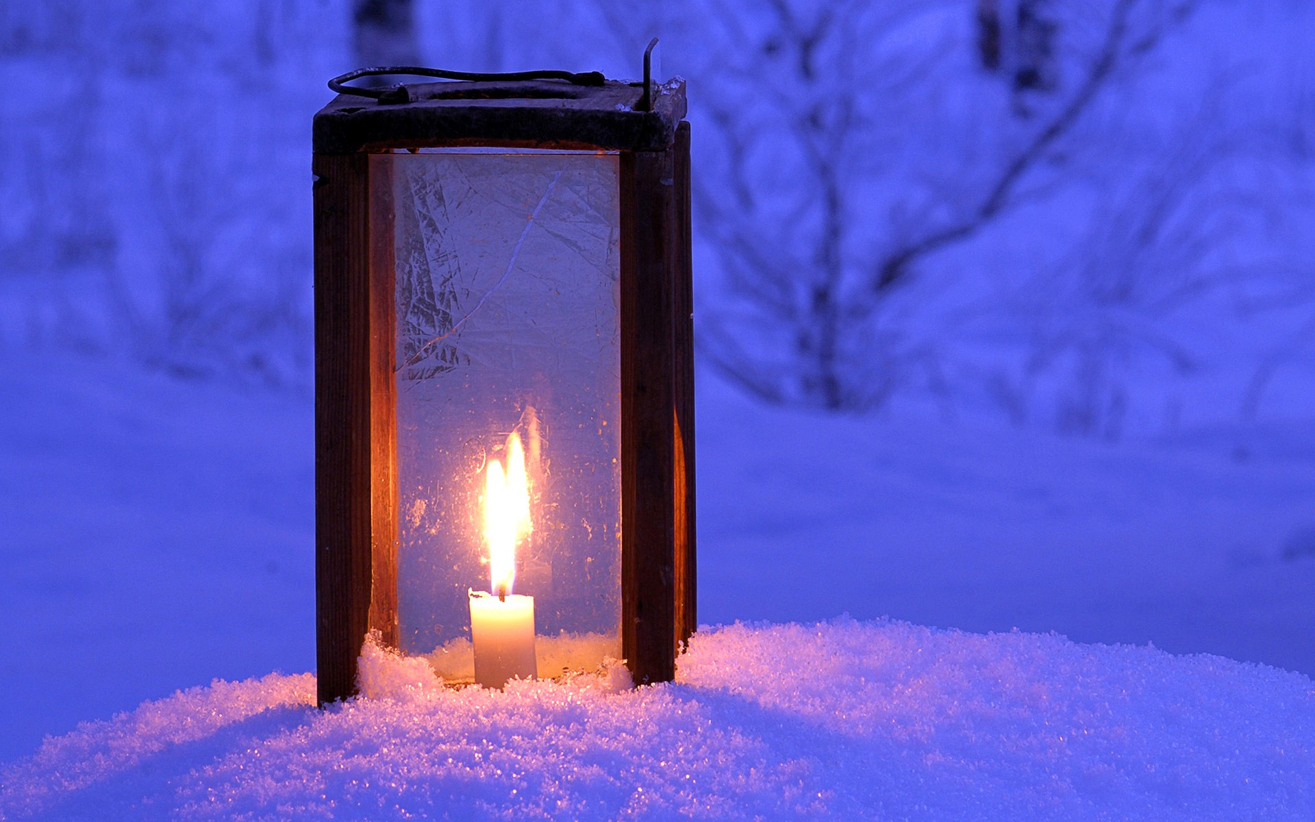 摄影唯美雪地夜景桌面高清壁纸