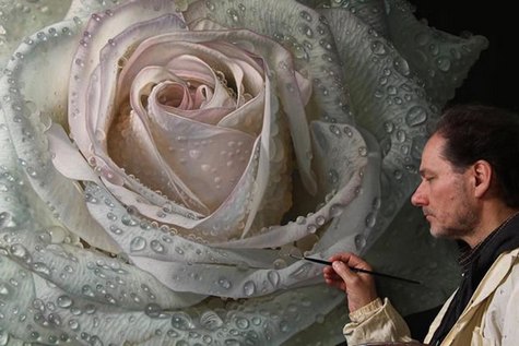 艺术手绘3D玫瑰花唯美油画图片