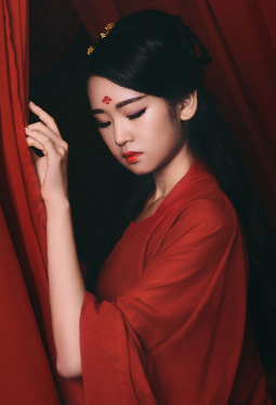 红衣古典美女妩媚娇艳迷人写真图片